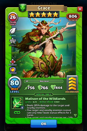 Screenshot of Grace - Empires and Puzzles Hero Card